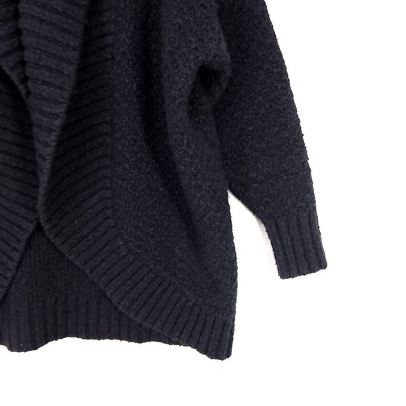 by Anthropologie Womens Cardigan Small Denise Black Waffle Knit Open Sweater - Picture 8 of 12